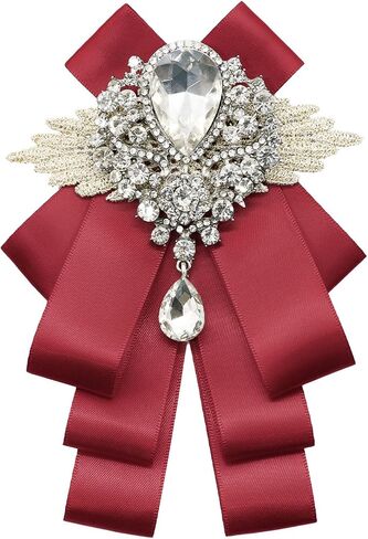 Mantieqingway Women's Bow Ties - Pre-Tied Adjustable Crystal Ribbon Girls Bowties - Accessory for School Wedding Party Casual in Saudi Arabia