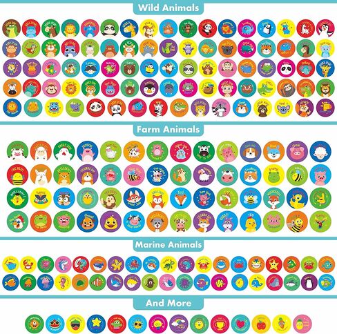 أكثر من 1920 ملصقًا حافزًا على شكل حيوانات مستديرة، أكثر من 190 تصميمًا كرتونيًا، هدايا تحفيزية للمعلمين في الفصول الدراسية، حيوانات برية/مزرعة/بحرية، تشجع الأطفال على القيام بالأعمال المنزلية والذهاب إلى المرحاض (10 ورقات) in Kuwait