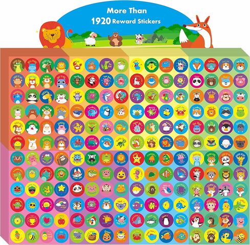 أكثر من 1920 ملصقًا حافزًا على شكل حيوانات مستديرة، أكثر من 190 تصميمًا كرتونيًا، هدايا تحفيزية للمعلمين في الفصول الدراسية، حيوانات برية/مزرعة/بحرية، تشجع الأطفال على القيام بالأعمال المنزلية والذهاب إلى المرحاض (10 ورقات) in Kuwait