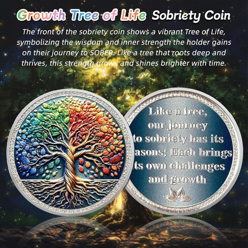 Original Growth Tree of Life Sobriety Coin - Colerful Four Season AA Coins - Recovery Addiction NA AA Chips and Medallions - Celebrate Living Clean Narcotics Alcoholics Anonymous Gifts for Men Women in Saudi Arabia