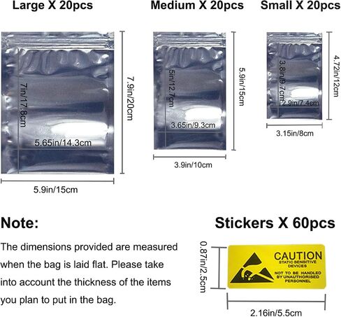 Antistatic Bags, 100pcs Resealable ESD Bags 3.2x4.7inches with Labels for GPU Hard Drive SSD HDD and Electronic Device (Ziplock-3.2X4.7-100pc) in Kuwait