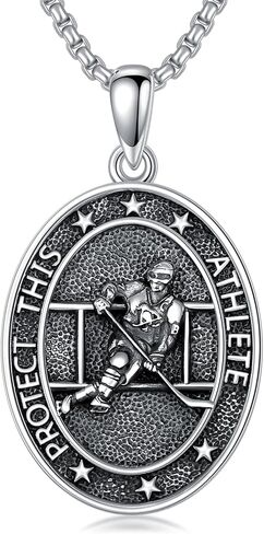Sport Necklace S925 Sterling Silver Baseball Soccer Hockey Football Runner Necklace for Men Women in Saudi Arabia