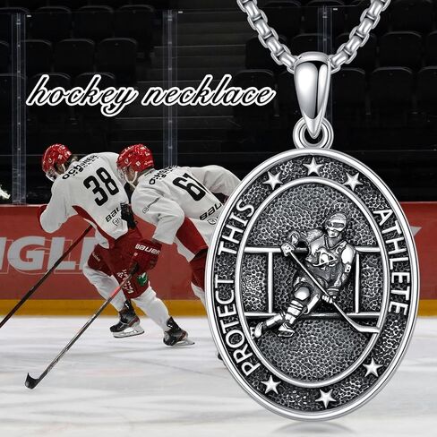 Sport Necklace S925 Sterling Silver Baseball Soccer Hockey Football Runner Necklace for Men Women in Saudi Arabia