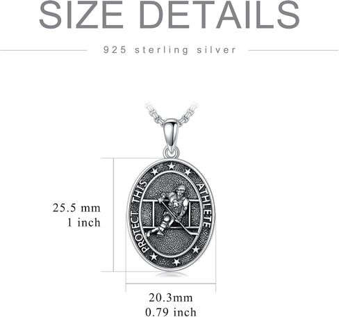Sport Necklace S925 Sterling Silver Baseball Soccer Hockey Football Runner Necklace for Men Women in Saudi Arabia