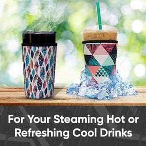 Baxendale Reusable Iced Coffee Sleeve for Cold Drink Cups - 2 Pack Neoprene Iced Coffee Sleeve Cup Sleeves for Cold Drinks Compatible with Starbucks Dunkin - Large 32oz (Pink/Purple Ombre Textured) in Saudi Arabia
