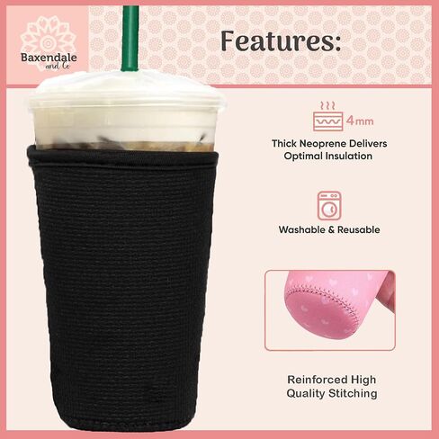 Baxendale Reusable Iced Coffee Sleeve for Cold Drink Cups - 2 Pack Neoprene Iced Coffee Sleeve Cup Sleeves for Cold Drinks Compatible with Starbucks Dunkin - Large 32oz (Pink/Purple Ombre Textured) in Saudi Arabia