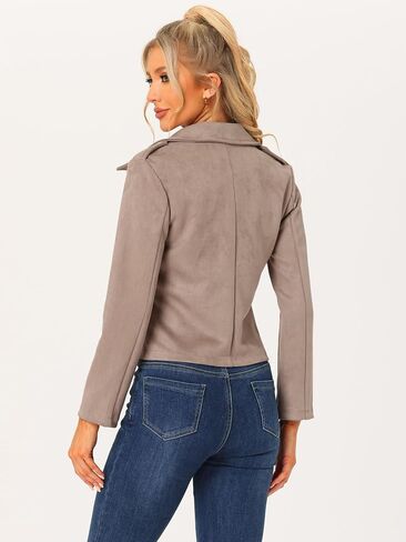 Allegra K Faux Suede Jackets for Women's 2024 Spring Casual Button Down Cropped Jacket in Saudi Arabia
