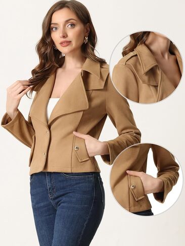 Allegra K Faux Suede Jackets for Women's 2024 Spring Casual Button Down Cropped Jacket in Saudi Arabia
