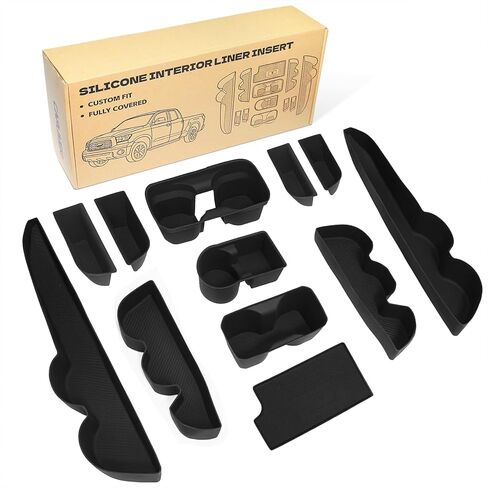 Interior Silicone Liner Insert Custom Fit for Tacoma 2016-2023, Interior Silicone Pads Kits for 3rd Gen Tacoma, Silicone Organizer Tray for Tacoma - Fully Covered (Black) in Saudi Arabia