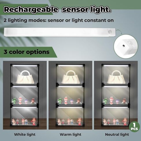 Xylolfsty 1 قطعة 3 ألوان من علبة عرض أكريليك مضاءة LED مع دعم من الألومنيوم، صندوق تخزين مقاوم للغبار قابل للتكديس مع غطاء مغناطيسي، صندوق بلاستيكي شفاف كبير لشخصيات العمل والمقتنيات كتاب ليغو in Kuwait
