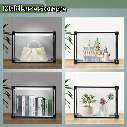 Xylolfsty 1 قطعة 3 ألوان من علبة عرض أكريليك مضاءة LED مع دعم من الألومنيوم، صندوق تخزين مقاوم للغبار قابل للتكديس مع غطاء مغناطيسي، صندوق بلاستيكي شفاف كبير لشخصيات العمل والمقتنيات كتاب ليغو in Kuwait