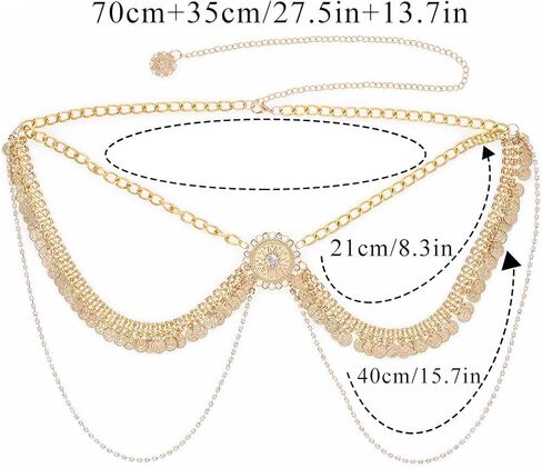 Gold Waist Chain Belly Body Chains Rhinestone Chain Belt Layered Body Jewelry Crystal Belly Chain for Women in Saudi Arabia