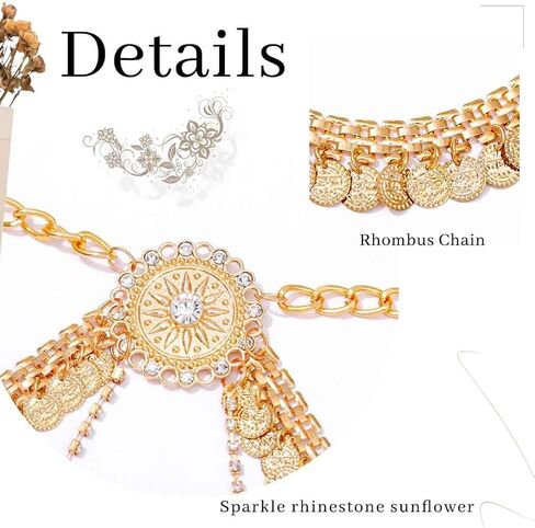 Gold Waist Chain Belly Body Chains Rhinestone Chain Belt Layered Body Jewelry Crystal Belly Chain for Women in Saudi Arabia