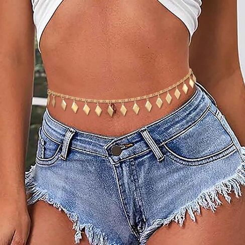 Gold Waist Chain Belly Body Chains Rhinestone Chain Belt Layered Body Jewelry Crystal Belly Chain for Women in Saudi Arabia