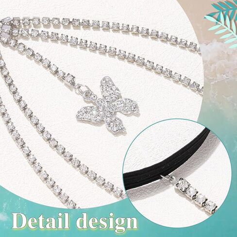 Nicute Sparkly Layered Thigh Chain Silver Crystal Leg Chain Tassel Fashion Party Thigh Jewelry for Women in Saudi Arabia