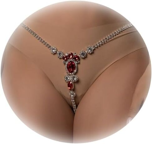 Sexy Crystal Chain Thong Panties Jewelry for Women Rhinestone Waist Chain Thong Festival G String Bikini Low Back Panties Body Jewelry in Saudi Arabia