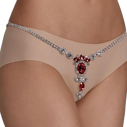 Sexy Crystal Chain Thong Panties Jewelry for Women Rhinestone Waist Chain Thong Festival G String Bikini Low Back Panties Body Jewelry in Saudi Arabia