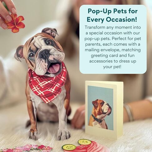 Freshcut Paper Pop Up Pet Cards, Gifts for Dog Lovers, Birthday Cards with Accessory Sheet, Note Card & Envelope, 3D Popup Greeting Cards, English Bulldog in Saudi Arabia