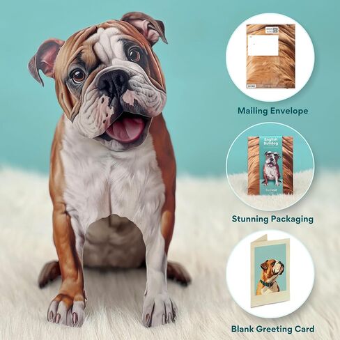 Freshcut Paper Pop Up Pet Cards, Gifts for Dog Lovers, Birthday Cards with Accessory Sheet, Note Card & Envelope, 3D Popup Greeting Cards, English Bulldog in Saudi Arabia