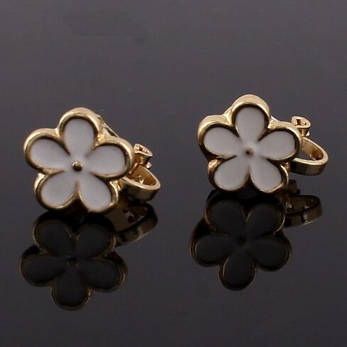 Fashion Cute Small Clover Bowknot Flower Cartoon Clip on Earrings Non Piercing for Women Charm Ear Clip in Kuwait