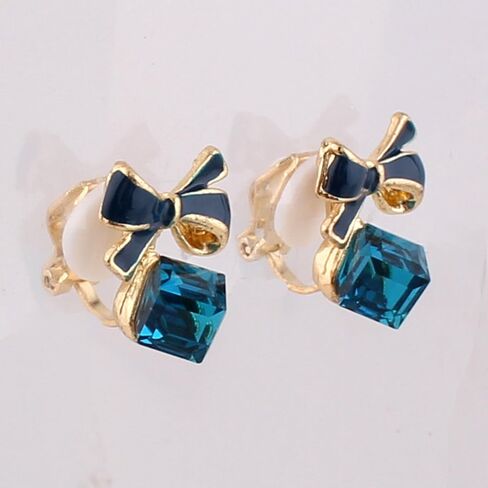 Fashion Cute Small Clover Bowknot Flower Cartoon Clip on Earrings Non Piercing for Women Charm Ear Clip in Kuwait