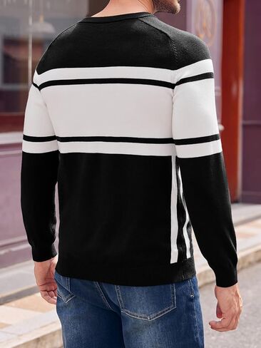 Beotyshow Mens Ski Sweaters Color Block Letter Long Sleeve Casual Crewneck 2024 Fall Winter Knitted Pullover Sweaters S-XXL in Saudi Arabia
