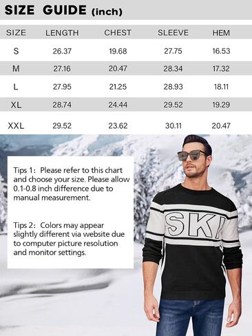Beotyshow Mens Ski Sweaters Color Block Letter Long Sleeve Casual Crewneck 2024 Fall Winter Knitted Pullover Sweaters S-XXL in Saudi Arabia