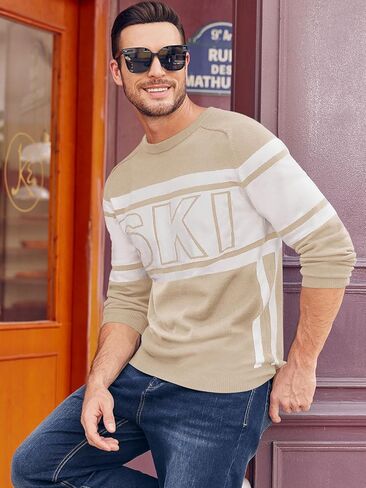 Beotyshow رجل التزلج البلوزات اللون كتلة رسالة كم طويل عادية Crewneck 2024 خريف شتاء بلوفر مغزول البلوزات S-XXL in Kuwait