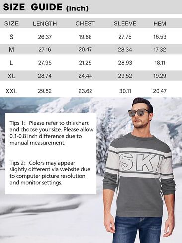 Beotyshow Mens Ski Sweaters Color Block Letter Long Sleeve Casual Crewneck 2024 Fall Winter Knitted Pullover Sweaters S-XXL in Saudi Arabia