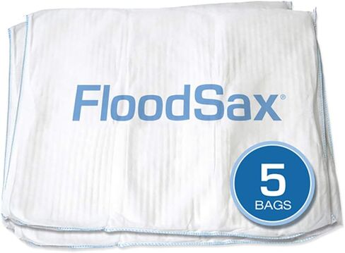 FS5R Sandless Sandbag Water Absorbent Flood Barrier, 19" x 20", 5 Pack, White, 5 Count in Saudi Arabia