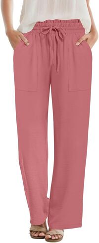 DB MOON Womens Wide Leg Pants Business Casual Outfits Loose High Waist Trouser with Pockets in Saudi Arabia
