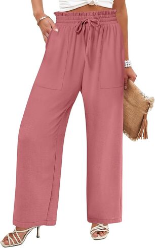 DB MOON Womens Wide Leg Pants Business Casual Outfits Loose High Waist Trouser with Pockets in Saudi Arabia