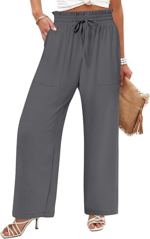 DB MOON Womens Wide Leg Pants Business Casual Outfits Loose High Waist Trouser with Pockets in Saudi Arabia