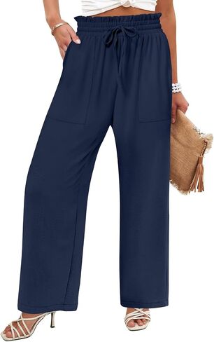 DB MOON Womens Wide Leg Pants Business Casual Outfits Loose High Waist Trouser with Pockets in Saudi Arabia