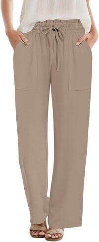 DB MOON Womens Wide Leg Pants Business Casual Outfits Loose High Waist Trouser with Pockets in Kuwait