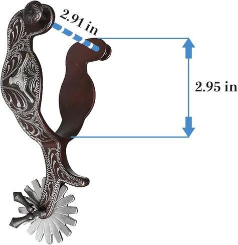 Centmehr Western Antiqued Spurs with German Silver Hand Engraved Trims and Rowel with Jingle Bobs in Kuwait