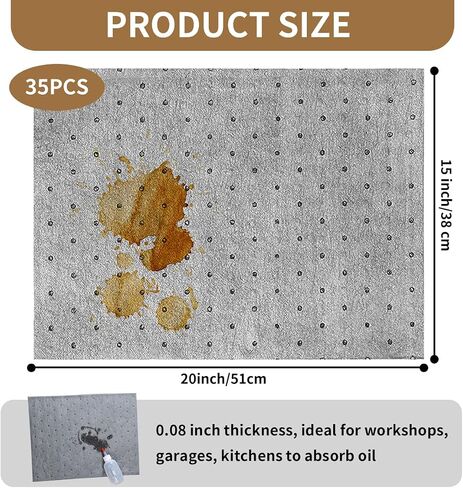 50 Pcs Oil Absorbent Pads, Oil Absorbing Sheets 10" x 13" Oil Spill Mat, Clean and Clear Oil Absorbing Sheets Oil Pads for Home Garage Basement Restaurant and Kitchen in Saudi Arabia