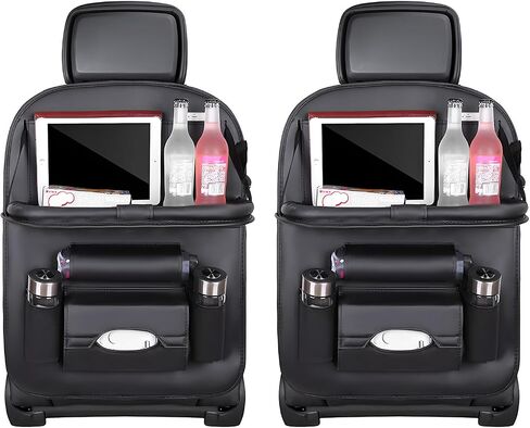 2 PCS Car Seat Back Pocket, Waterproof Leather Auto Back seat Organizer for Kids, Upgraded Car Organizer with Tablet Holder Pockets, Universal Interior Car Accessories (Beige) in Saudi Arabia