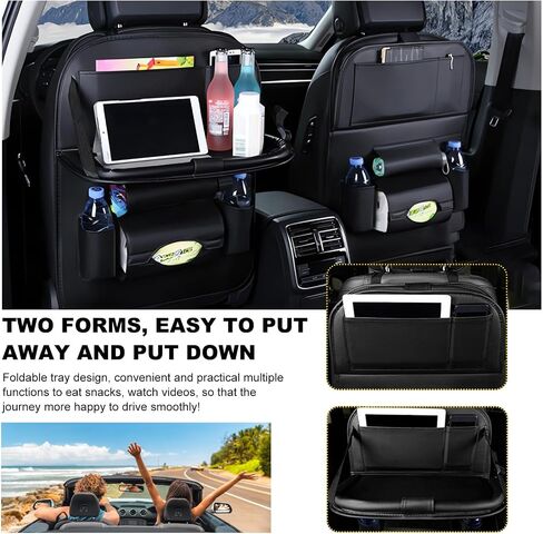 2 PCS Car Seat Back Pocket, Waterproof Leather Auto Back seat Organizer for Kids, Upgraded Car Organizer with Tablet Holder Pockets, Universal Interior Car Accessories (Beige) in Saudi Arabia