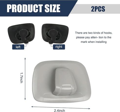Pack of 2 Interior Car Hanger Hook, Lock Design Rotary Installation, Multi-Functional Car Roof Clothing Bag Hanging Storage, Compatible with Volvo XC60 XC40 XC90 V90 S90 (Gray) in Saudi Arabia