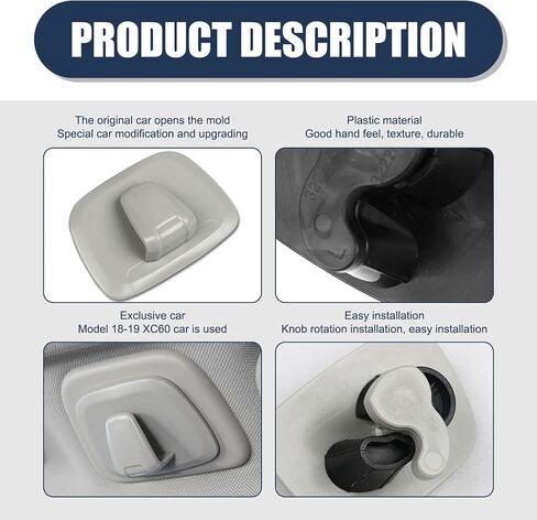 Pack of 2 Interior Car Hanger Hook, Lock Design Rotary Installation, Multi-Functional Car Roof Clothing Bag Hanging Storage, Compatible with Volvo XC60 XC40 XC90 V90 S90 (Gray) in Saudi Arabia