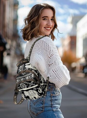 Mini Nylon Women Backpack Purse Fashion Lightweight Small Casual Daypack(elephant) in Saudi Arabia