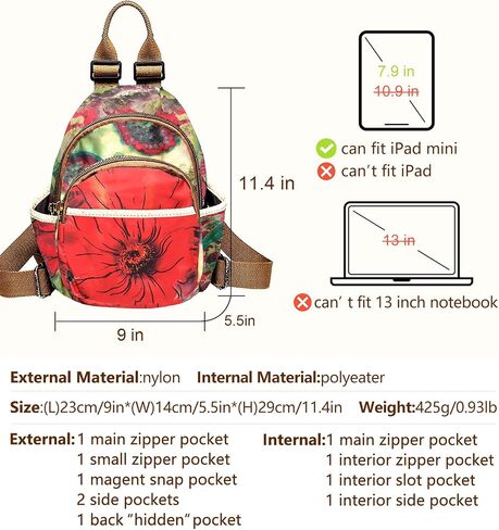 Mini Nylon Women Backpack Purse Fashion Lightweight Small Casual Daypack(elephant) in Saudi Arabia