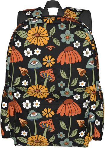 Rainbow Peace And Love Hippie Mushroom Stylish Backpack With Adjustable Padded Shoulder Straps Daypacks For College Travel in Kuwait
