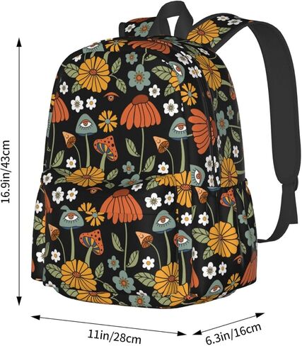 Rainbow Peace And Love Hippie Mushroom Stylish Backpack With Adjustable Padded Shoulder Straps Daypacks For College Travel in Kuwait