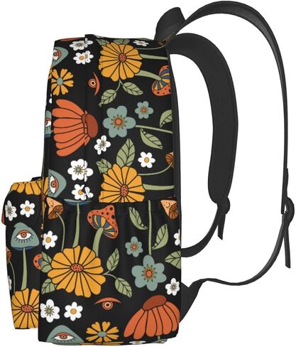 Rainbow Peace And Love Hippie Mushroom Stylish Backpack With Adjustable Padded Shoulder Straps Daypacks For College Travel in Kuwait