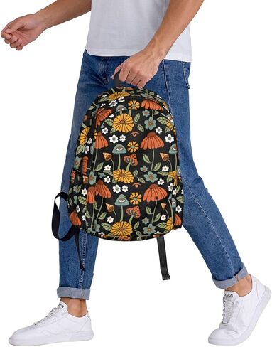 Rainbow Peace And Love Hippie Mushroom Stylish Backpack With Adjustable Padded Shoulder Straps Daypacks For College Travel in Kuwait