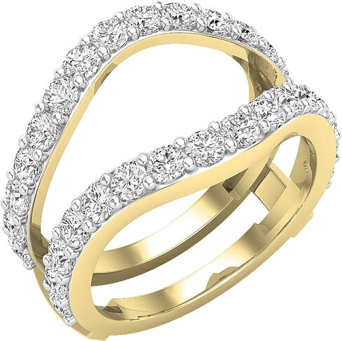مجموعة Dazzlingrock 1.75 قيراط (ctw) خاتم مزدوج من الألماس المستدير للسيدات لحفلات الزفاف، متوفر بالذهب 10K/14K/18K والفضة الاسترليني 925 in Saudi Arabia