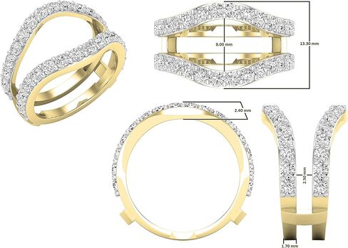 مجموعة Dazzlingrock 1.75 قيراط (ctw) خاتم مزدوج من الألماس المستدير للسيدات لحفلات الزفاف، متوفر بالذهب 10K/14K/18K والفضة الاسترليني 925 in Saudi Arabia