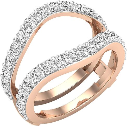 مجموعة Dazzlingrock 1.75 قيراط (ctw) خاتم مزدوج من الألماس المستدير للسيدات لحفلات الزفاف، متوفر بالذهب 10K/14K/18K والفضة الاسترليني 925 in Saudi Arabia
